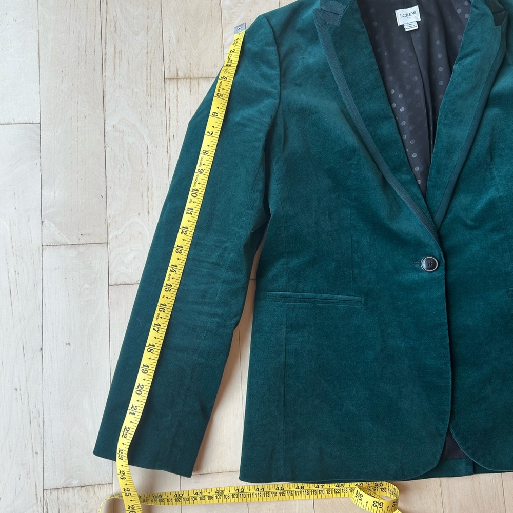 J. Crew Women’s Velvet One-Button Blazer Old Forest Green Style BU281 Size 8 EUC - Picture 11 of 16
